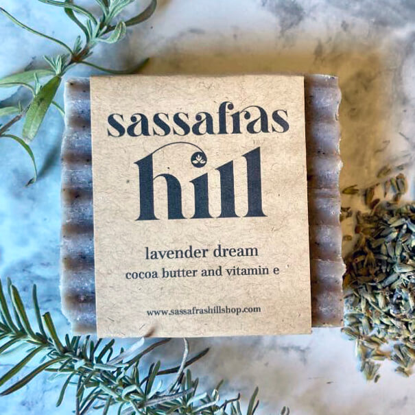 Handmade soap bar, lavender scented with cocoa butter and vitamin e by Sassafras Hill